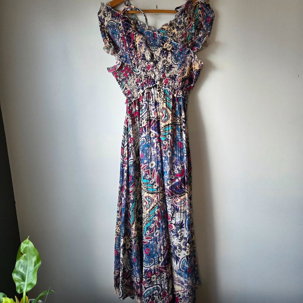 EUC LIKE NEW ANTHROPOLOGIE X SMOCKED BOHO PRINT MAXI DRESS SIZE MEDIUM